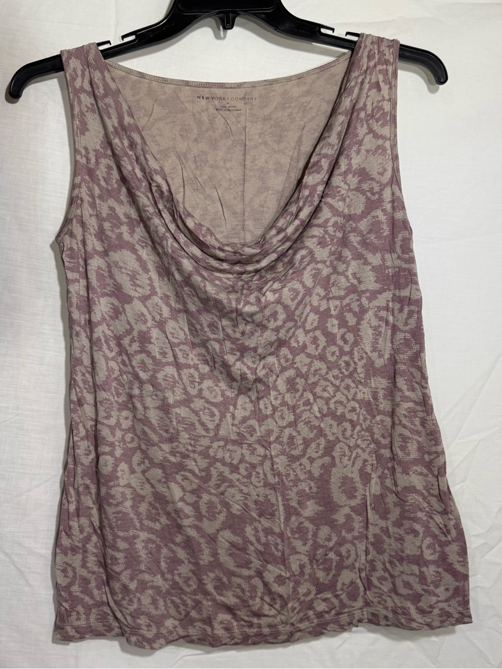 New York & Company Mauve and Beige Animal Print Cowl Neck Tank
